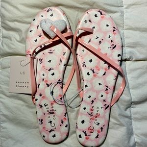 NWT LC Lauren Conrad Pink Floral Flip Flops